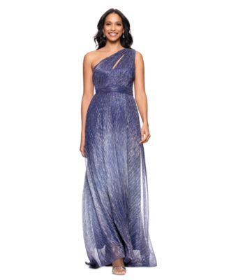 Betsy & Adam - Women's Metallic Ombre One-Shoulder Gown