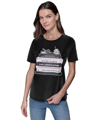 KARL LAGERFELD PARIS - Women' Karl Library Crewneck Tee