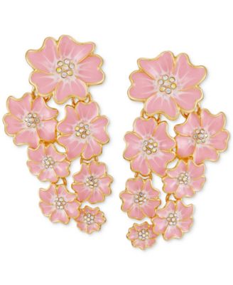 GUESS - Gold-Tone Pav&eacute; Color Flower Cluster Clip-On Statement Earrings