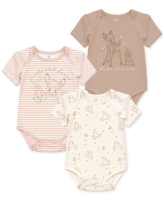 Disney - Baby Girls Bambi Short-Sleeve Bodysuits, Set of 3