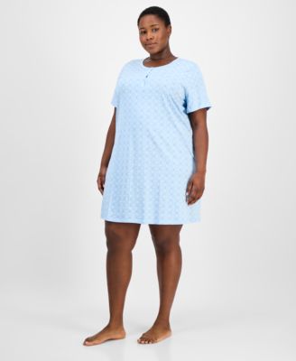 Charter Club - Plus Size Cotton Essential Henley Sleep Shirt