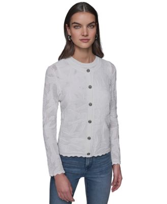 KARL LAGERFELD PARIS - Women's Mixed-Stitch Button Cardigan