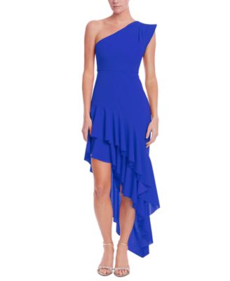 Jewel Badgley Mischka - Women's One-Shoulder Ruffled High-Low Dress