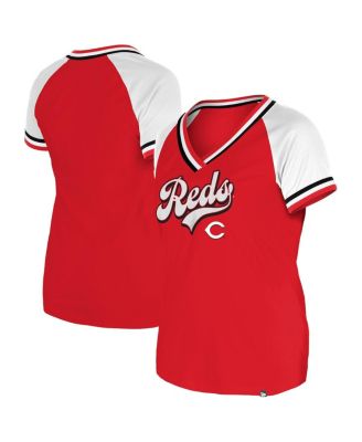 New Era - Women's Red Cincinnati Reds Gameday Raglan V-neck T-Shirt