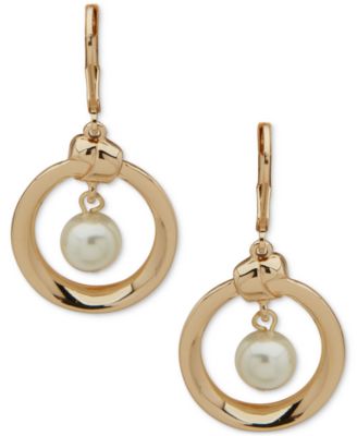 Anne Klein - Gold-Tone Imitation Pearl Knot Orbital Drop Earrings
