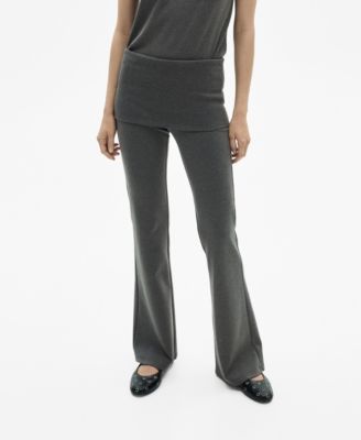 MANGO - Women's Turn-Up Waist Flared Pants