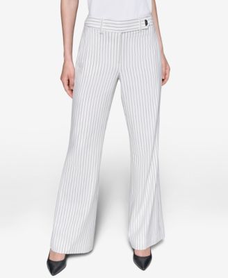 KARL LAGERFELD PARIS - Women's Pinstripe Full Wide- Leg Pants