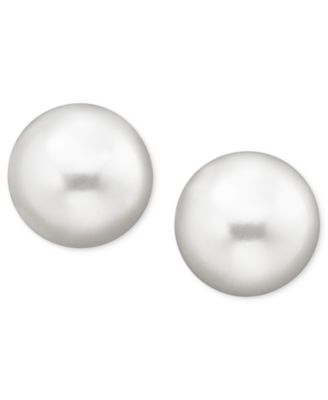 Belle de Mer - Pearl Earrings, 14k Gold Cultured Freshwater Pearl Stud Earrings (10mm) (Also Available in Pink Cultured Freshwater Pearl)