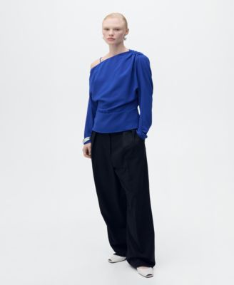 MANGO - Women's Asymmetrical Gathered Blouse