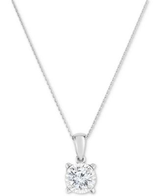 TruMiracle - Diamond Solitaire 18" Pendant Necklace (3/4 ct. t.w.) in 14k White Gold