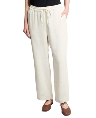 Jones New York - Women's Textured Drawstring Wide-Leg Pants
