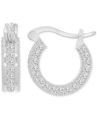 Macy's - Cubic Zirconia Huggie Hoop Earrings in Sterling Silver