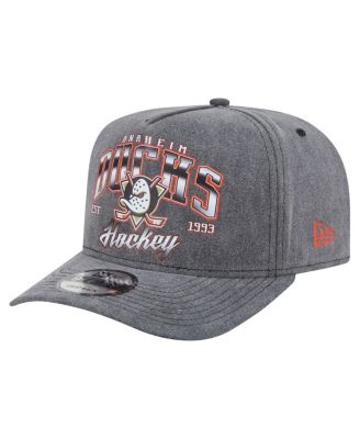 New Era - Men's Charcoal Anaheim Ducks Throwback Washed A-Frame Pre-Curved 9FIFTY Snapback Hat