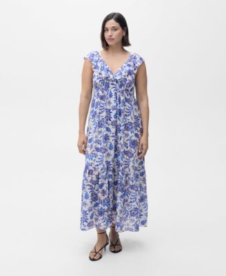 MANGO - Women's Long Flared Floral Dress