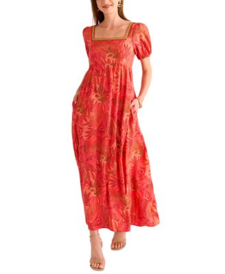 Vince Camuto - Women's Printed Square-Neck Maxi Dress