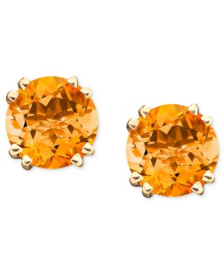 Macy's - 14k Gold Citrine Stud Earrings (3-1/2 ct. t.w.)