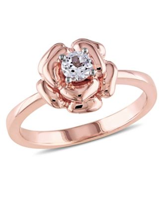 Macy's - Lab-Grown White Sapphire (1/3 ct. t.w.) Floral Ring in 18k Rose Gold Over Sterling Silver