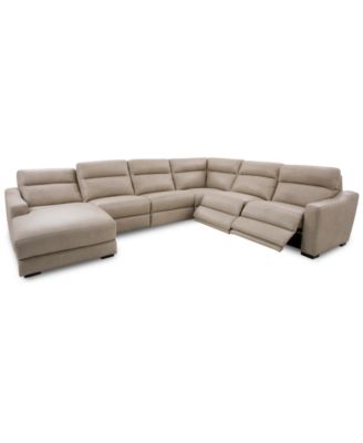 Furniture - Gabrine 6-Pc. Leather Sectional with 2 Power Headrests & Chaise