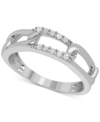 Macy's - Diamond Chain Link Motif Ring (1/10 ct. t.w.) in Sterling Silver
