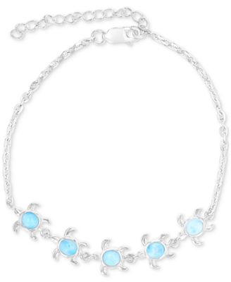 Macy's - Larimar Turtle Bracelet (3/4 ct. t.w.) in Sterling Silver