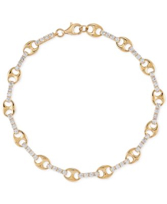 Macy's - Lab-Grown White Sapphire (2-1/4 ct. t.w.) Link Bracelet in 14k Gold-Plated Sterling Silver