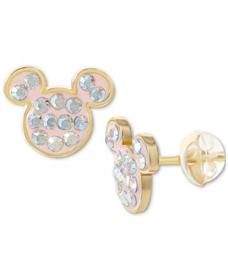 Disney - Crystal Mickey Mouse Stud Earrings in 18k Gold-Plated Sterling Silver