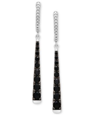 Macy's - Onyx Graduated Linear Drop Earrings in Sterling Silver
