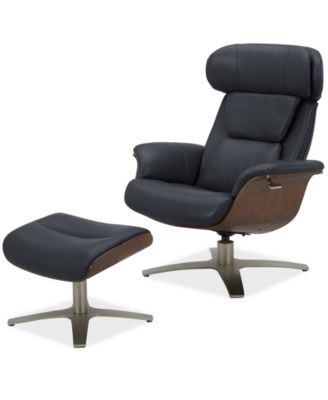 Furniture - Leather Swivel Chair & Ottoman Set