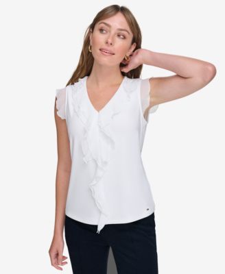 Tommy Hilfiger - Women's Ruffled Mixed-Media Top