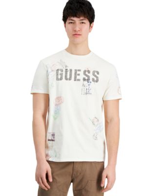 GUESS - Men's World Stamps Logo Graphic Crewneck T-Shirt