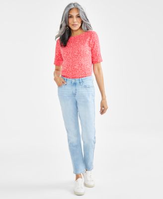 Style & Co - Petite Honey Mid-Rise Cuffed Girlfriend Jeans