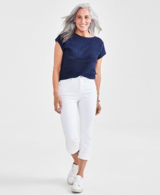 Style & Co - Petite High-Rise High-Cuff Capri Jeans