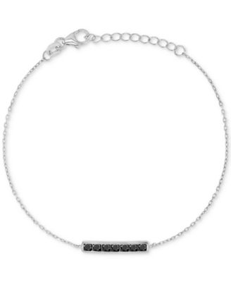 Macy's - Black Spinel Bar Chain Link Bracelet (3/4 ct. t.w.) in Sterling Silver