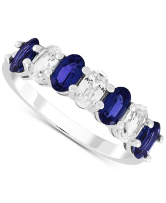 Macy's - Swiss Blue Topaz (1/3 ct. t.w.) & Lab-Grown White Sapphire (1/3 ct. t.w.) Seven Stone Ring (Also in Additional Gemstones)