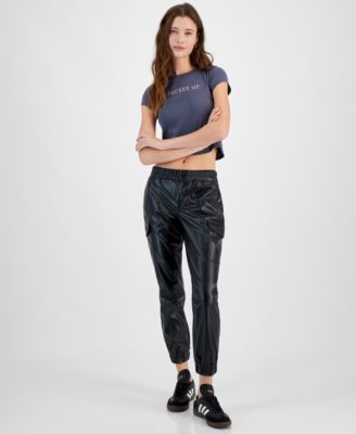 Madden Girl - Juniors' Coated High-Rise Jogger Pants