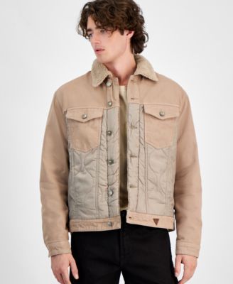 GUESS - Men's Dean Quilted Denim Jacket with Fleece Collar
