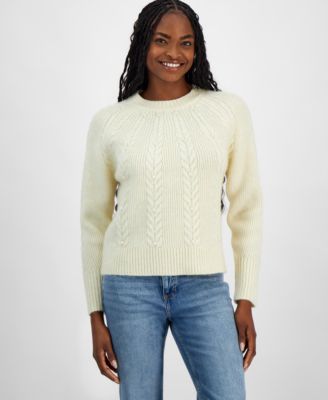 On 34th - Women's Crewneck Faux-Pearl Cable-Knit Sweater