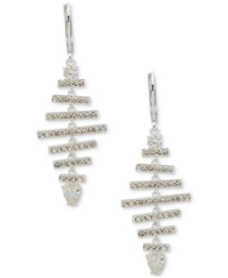 Anne Klein - Silver-Tone Crystal Bar Chandelier Statement Drop Earrings