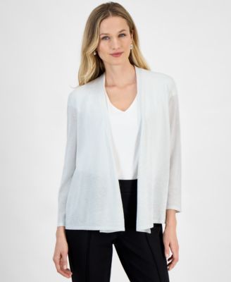 Kasper - Women's Lurex A-Line 3/4-Sleeve Cardigan