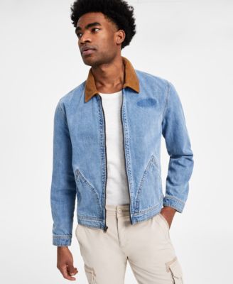 Sun + Stone - Men's Goldrush Regular-Fit Full-Zip Trucker Jacket with Corduroy Collar