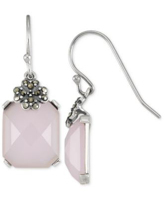 Macy's - Agate (13 ct. t.w.) & Marcasite (1/5 ct. t.w.) Drop Earrings in Sterling Silver