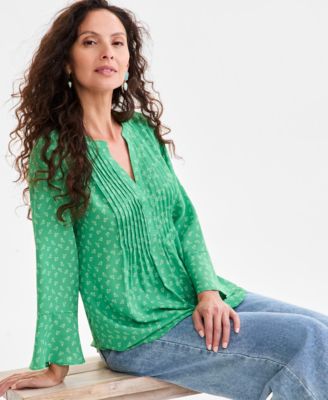 Style & Co - Women's Printed Pintucked Top