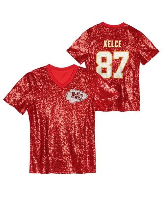 Outerstuff - Women's Travis Kelce Red Kansas City Chiefs Player Name Number V-Neck Fashion Jersey