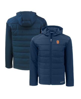 Cutter & Buck - Men's Cutter Buck Navy Syracuse Orange Evoke Hybrid Eco Softshell Full-Zip Hoodie Jacket