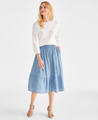 Style & Co - Chambray Tiered Skirt, Exclusively at Macy's