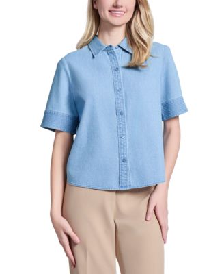 Jones New York - Petite Stitched Short-Sleeve Shirt