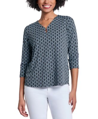 Jones New York - Petite Printed 3/4-Sleeve Top