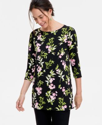 JM Collection - Women's Boat-Neck 3/4-Sleeve Top