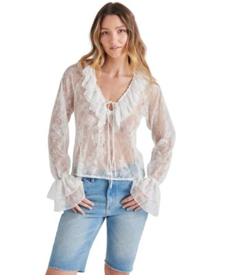 Steve Madden - Women's Hampton Sheer Ruffle Lace Blouse