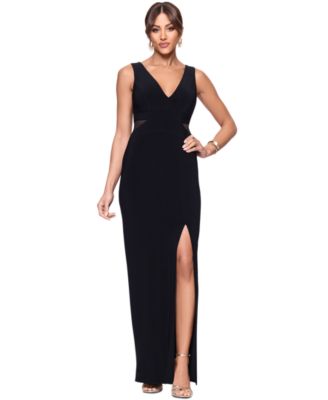 XSCAPE - Women's V-Neck Mesh-Trim Sleeveless Gown
